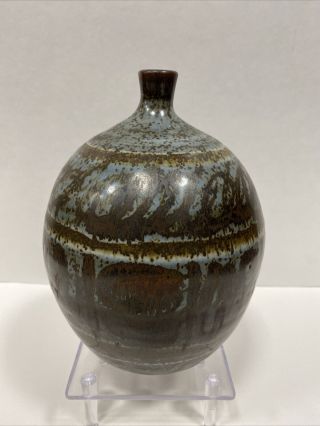 Vintage Mid Century Modern Artist Signed Weed Pot Vase 7 1/2” Tall MCM Pottery 2