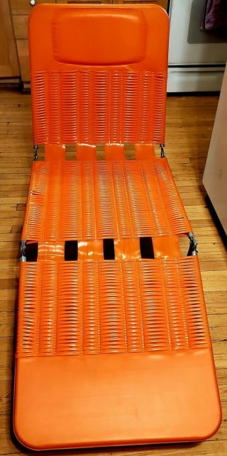 Vintage Kurz Plastic Tube Lounge Chair Outdoor Bright Orange Made In Germany