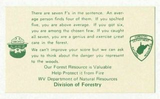 Smokey Bear,  West Virginia Of Department Natural Resources,  Division Of Forestry