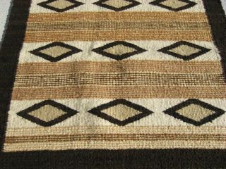 Vintage NATIVE AMERICAN NAVAJO HAND WOVEN WOOL RUG 50” by 28” Browns/Tans 1950 ' s 3