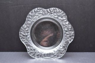 Vintage French Lalique Crystal Frosted Round Dish Bowl Plate 10 " Signed