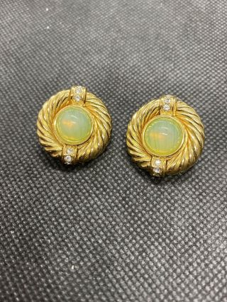 Vintage Mouth Watering Gold Tone Gripoix ?glass Givenchy Pierced Earrings