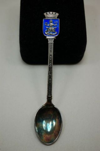 Vintage Oslo Sterling & Enamel Collector Spoon By David Andersen 10.  2g