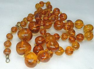 Vintage Natural Honey Cognac Baltic Amber Beads Necklace Inclusions 37.  25g