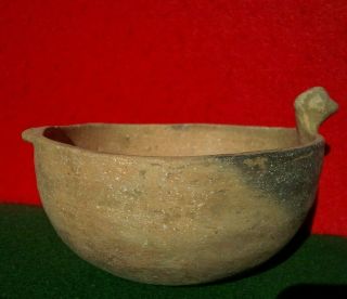 Authentic Indian Artifact 5.  5 " Pre Columbian Bird Effigy Pottery Bowl Arrowheads