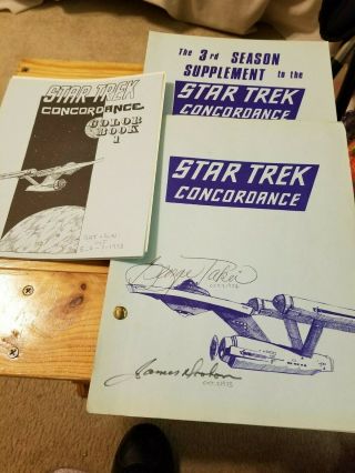 Vintage Star Trek Concordance W/ Supplement Signed By 2 Stars