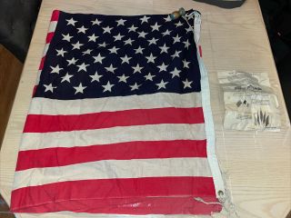 Vintage 50 Star American Flag 3x5 100 Cotton (slight Freying On Bottom Corner)