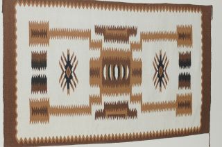 Vintage Large Zapotec Navajo Style Rug/ Wall Hanging Wool Weaving 53x85 Inches