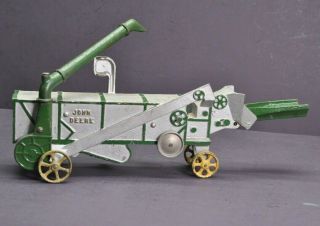 Antique Vtg Vindex Cast Iron John Deere Thresher Tractor Toy Paint