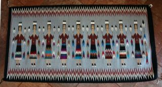 Authentic 9 Figure 20th Century Colorful Navajo Yei Rug 34 " H X 65 " W