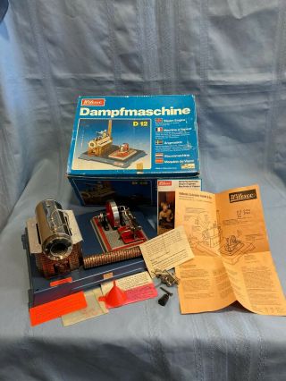 Vintage Wilesco D 12 Model Toy Steam Engine Dampfmaschine Made In West Germany