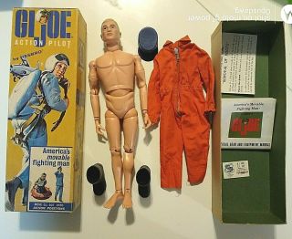 Gi Joe - - Vintage Action Pilot Figure - 1965 With Box - Blonde Hair