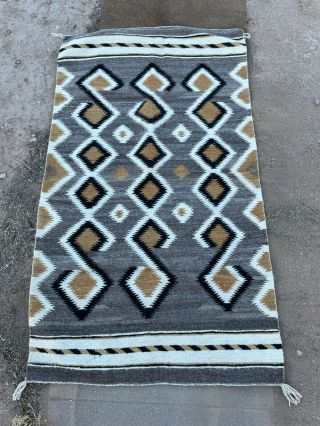 Stunning Navajo Rug Native American Weaving 63.  5 " X 35.  5 " Gray White Black