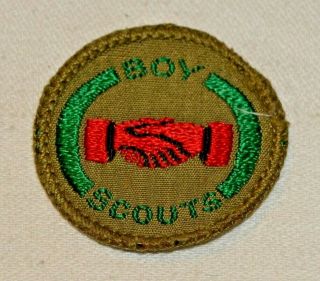 Red Hands Boy Scout Interpreter Proficiency Award Badge Brown Back Troop Large