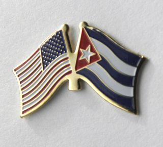 Cuba Cuban International Country Usa Combo Flag Lapel Pin Badge 1 Inch