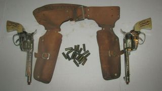 Vintage Mattel Fanner 50 Double Holster Cap Gun Set W/bullets
