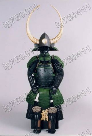 Japanese Iron & Silk Rüstung Art Wearable Samurai Armor Suit Big Horns