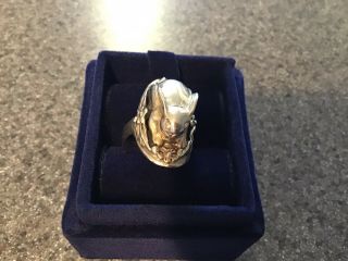 Vintage Unsigned Carol Felley Sterling Silver 925 Rabbit Ring Size 7.  5