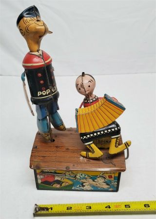 S66 Vintage Marx Tin Litho Wind Up Popeye And Olive Oyl Jiggers Toy