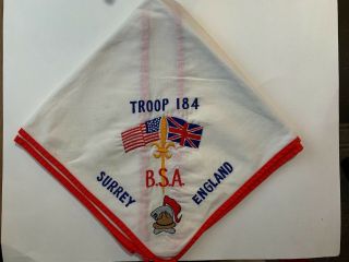 Vintage Boy Scouts Of America Troop 184 Surrey,  England Neckerchief