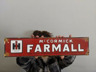 Old Vintage Farmall Tractor Implements Porcelain Sign Farm Gas & Oil Farming