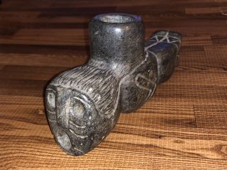 Large Full Human Form Hopewell Native American Carved Stone Effigy Pipe