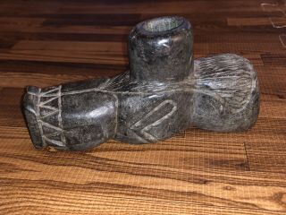 Large Full Human Form Hopewell Native American Carved Stone Effigy Pipe 3