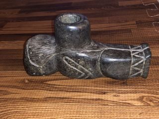 Large Full Human Form Hopewell Native American Carved Stone Effigy Pipe 6