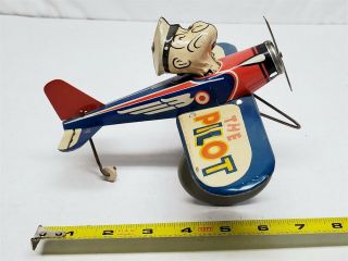 B27 Vintage Marx Tin Litho Wind Up Popeye The Pilot Plane Great