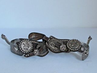 Vintage E.  Garcia Spurs.  With Cow Person Tack Leather And Silver Straps