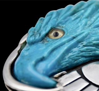 Winston Hand Carved Turquoise Sterling Silver Belt Buckle / John Winston - Artist 4