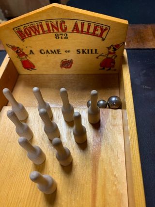 Antique 1920s “new In Box”wooden Bowling Game,  Arcade Bowling Game,  Freeport Il