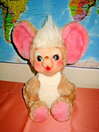 Vintage Rushton Rubber Face Happy Mouse　pink