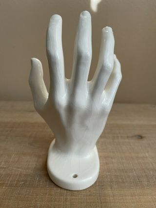 Vintage Nancy Funk N.  Funk Ceramics White Porcelain Hand,  Towel Holder 3