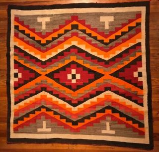 Navajo Rug 1920’s Chiefs Revival Pattern (59” X 63”)
