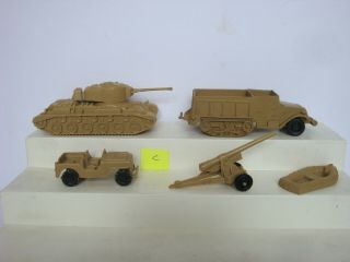 Marx Desert Fox / Complete Set Of Us Vehicles / Tanks / Desert Tan (c)