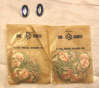 Vintage Girl Scouts Sticker Set Of 2 Packs Of Trefoil Girl Scouts Seal Stickers