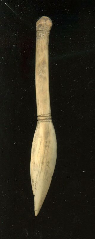 Indian Artifacts - Fine Polished Bone Handled Bone Knife - Glovers Cave Site