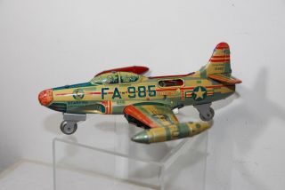 Vintage Yonezawa Friction Tin Toy Jet Airplane Plane Lockheed F 94 Starfire
