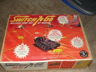 Vintage Mattel Toys " Switch N Go " Military Army Tank Toy Set N Box 1965