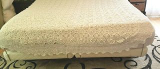 Vtg Style Crochet Cotton 4 - Pc Full Bedding Set: Bedspread/coverlet,  Shams,  Skirt