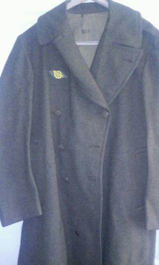 Vintage Wwii Us Army Mens Wool Trenchcoat Military Authentic Size 38