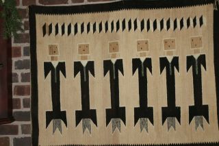 Navajo Indian Yei Figure Rug Weaving Vintage Textile 50 by 39 4