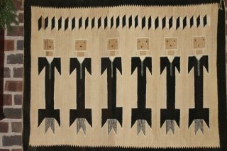 Navajo Indian Yei Figure Rug Weaving Vintage Textile 50 by 39 5