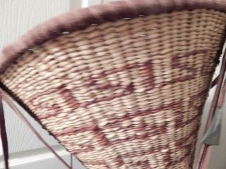 Showy Large Vintage San Carlos Ft.  Apache Indian Burden Basket Tin Cones,  Hide