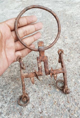 Old Primitive Scarce Big Size Hand Carved Unique Iron Horse Bridle/bit