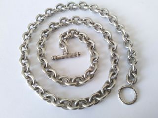 Vtg Thailand Sterling Silver 925 Chunky Link Rolo Chain Necklace 18 " Heavy (69.  3g)