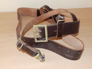 Vintage Ww2 German Officer Leather Belt With Shoulder Strap