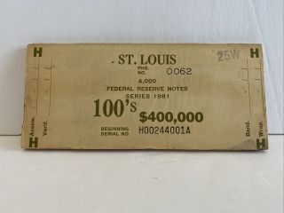 Wood Currency $100 St.  Louis Federal Reserve Notes Series 1981 Banding Board