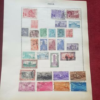Antique Vintage India Stamps Philately 7 Pages From Album